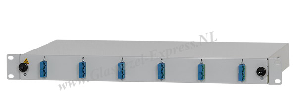 19 inch aansluitbox met 6 SC duplex OS2 koppelingen